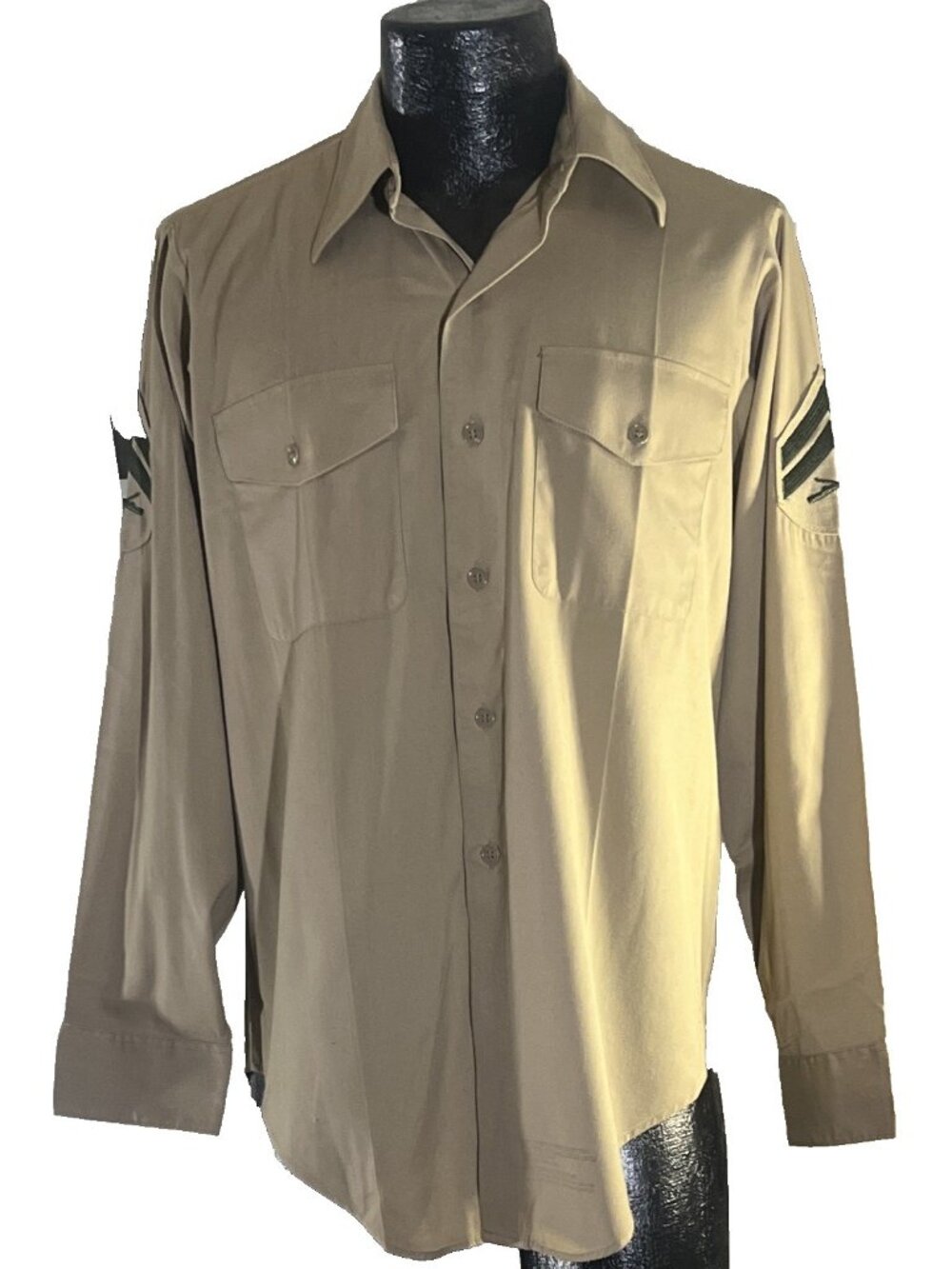 Vintage USMC Marine Corps Khaki Long Sleeve Uniform Shirt Mens 15.5 x 33